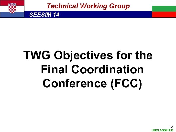 Technical Working Group SEESIM 14 TWG Objectives for the Final Coordination Conference (FCC) 42