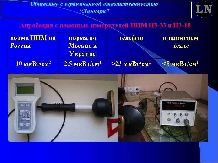 Общество с ограниченной ответственностью “Линкорп” Апробация с помощью измерителей ППМ П 3 -33 и