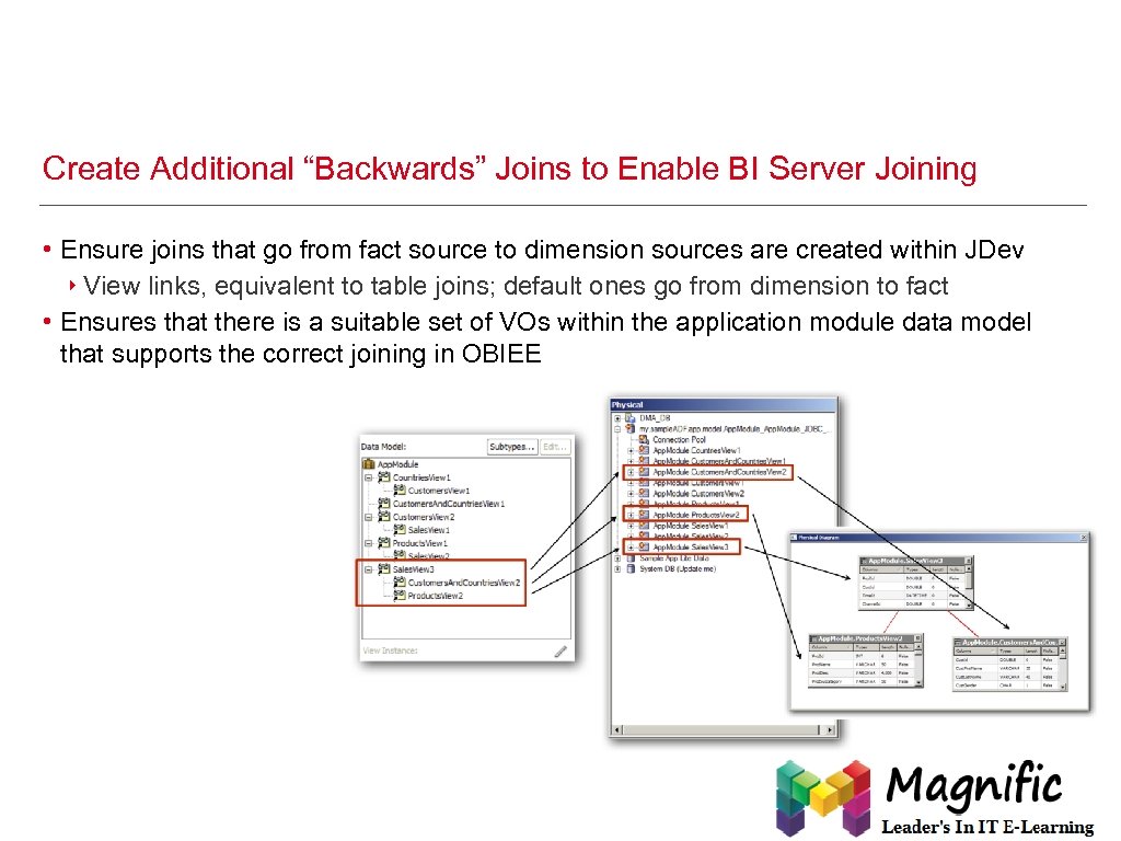 Create Additional “Backwards” Joins to Enable BI Server Joining • Ensure joins that go