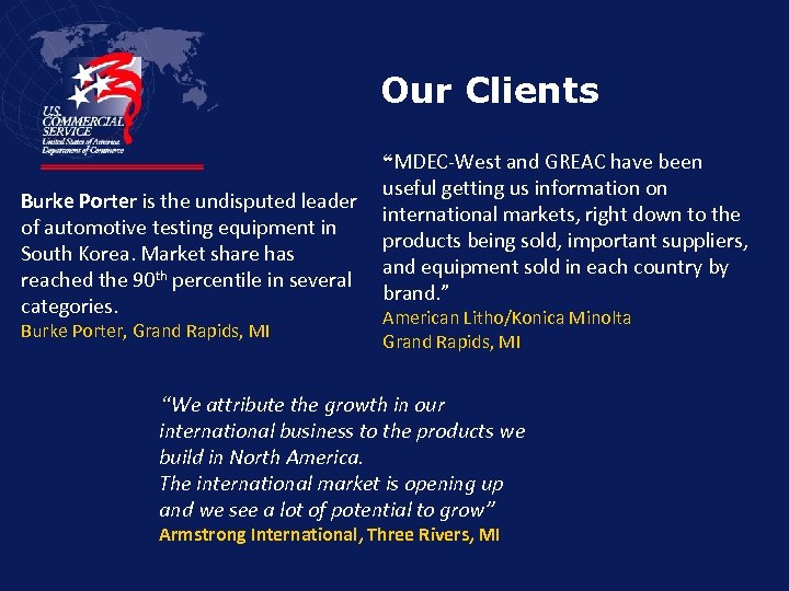 Our Clients Burke Porter is the undisputed leader of automotive testing equipment in South