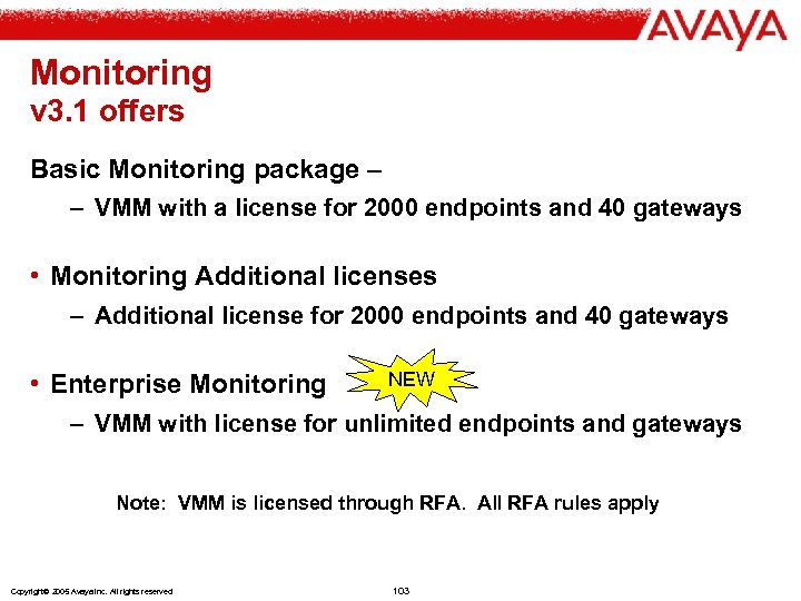 Monitoring v 3. 1 offers Basic Monitoring package – – VMM with a license