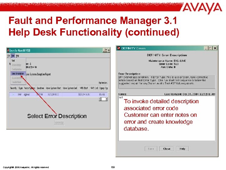 Fault and Performance Manager 3. 1 Help Desk Functionality (continued) To invoke detailed description