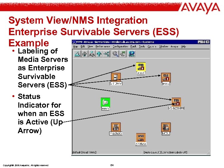 System View/NMS Integration Enterprise Survivable Servers (ESS) Example • Labeling of Media Servers as