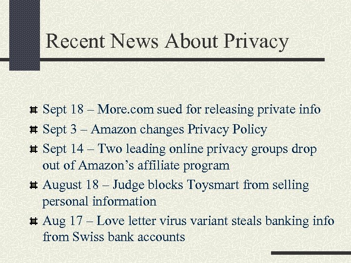 Recent News About Privacy Sept 18 – More. com sued for releasing private info