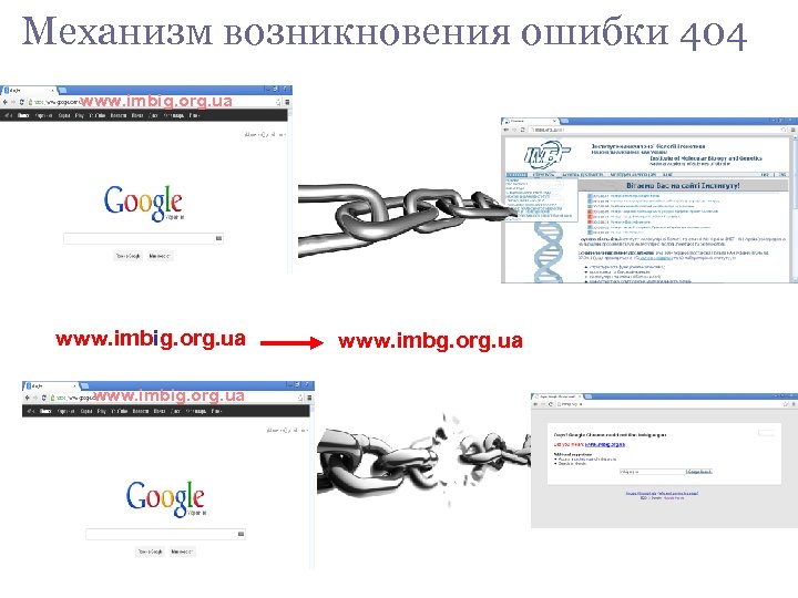 Механизм возникновения ошибки 404 www. imbig. org. ua www. imbg. org. ua 