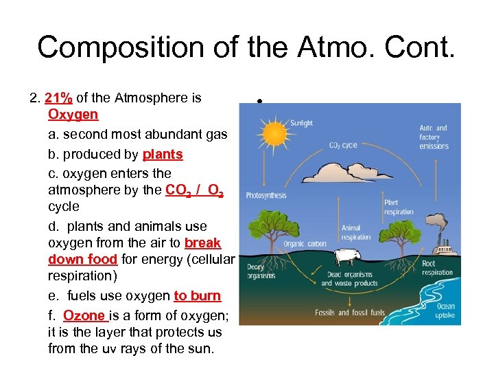 Composition of the Atmo. Cont. 2. 21% of the Atmosphere is Oxygen a. second