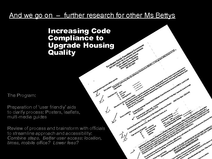 And we go on – further research for other Ms Bettys Increasing Code Compliance