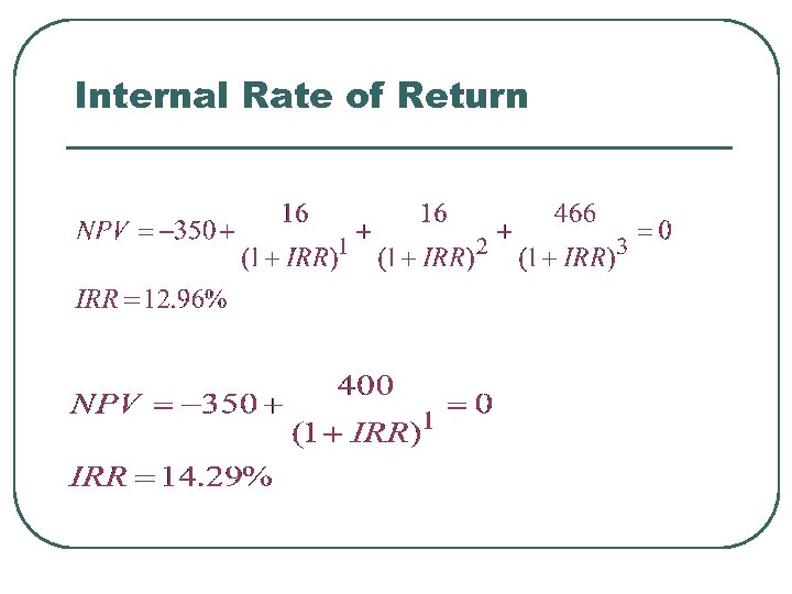 Internal Rate of Return 