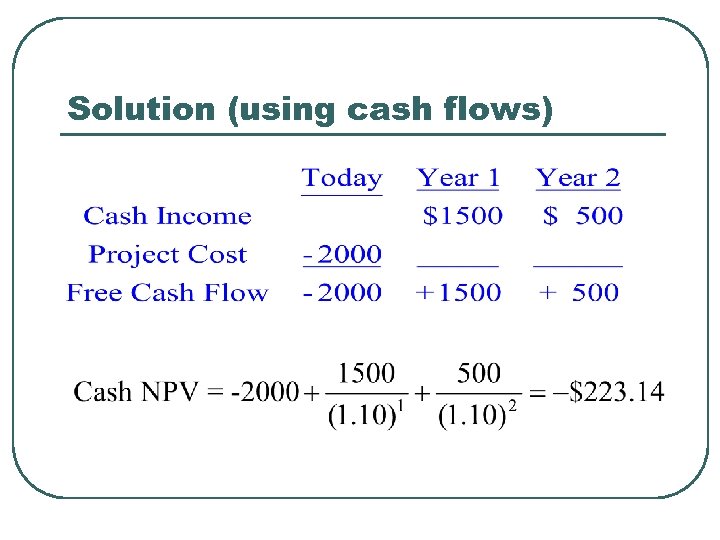 Solution (using cash flows) 