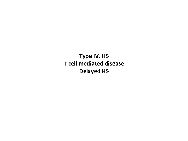 Type IV. HS T cell mediated disease Delayed HS 