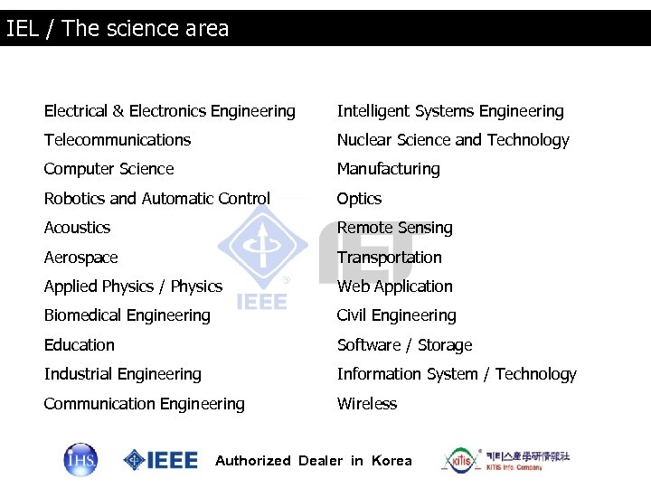 IEL / The science area Electrical & Electronics Engineering Intelligent Systems Engineering Telecommunications Nuclear
