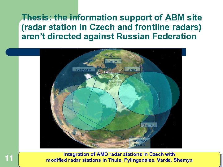 Thesis: the information support of ABM site (radar station in Czech and frontline radars)