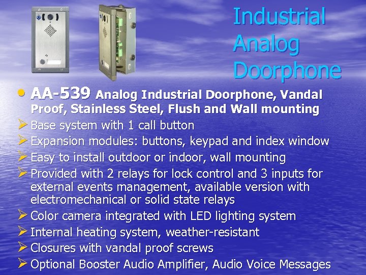 Industrial Analog Doorphone • AA-539 Analog Industrial Doorphone, Vandal Proof, Stainless Steel, Flush and