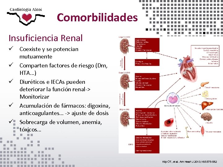 Comorbilidades Insuficiencia Renal ü Coexiste y se potencian mutuamente ü Comparten factores de riesgo