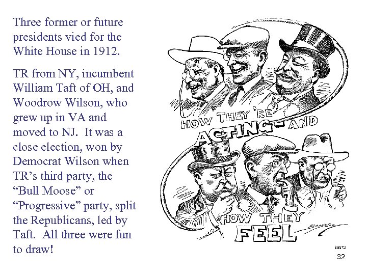 Three former or future presidents vied for the White House in 1912. TR from