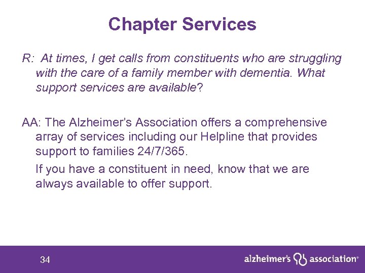 Chapter Services R: At times, I get calls from constituents who are struggling with