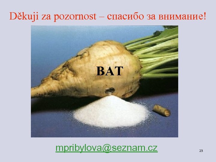 Děkuji za pozornost – спасибо за внимание! BAT mpribylova@seznam. cz 23 