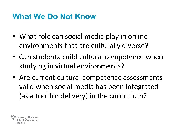 What We Do Not Know • What role can social media play in online