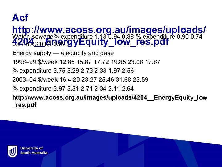 Acf http: //www. acoss. org. au/images/uploads/ Water, sewage% expenditure 1. 13 0. 94 0.