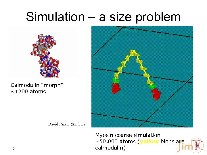 Simulation – a size problem Calmodulin “morph” ~1200 atoms David Parker (Simbios) 6 Myosin