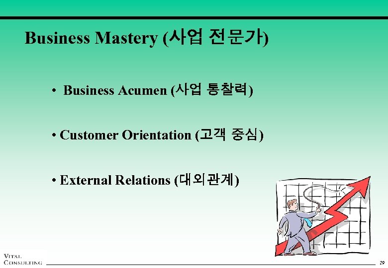 Business Mastery (사업 전문가) • Business Acumen (사업 통찰력) • Customer Orientation (고객 중심)