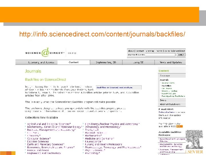 http: //info. sciencedirect. com/content/journals/backfiles/ 