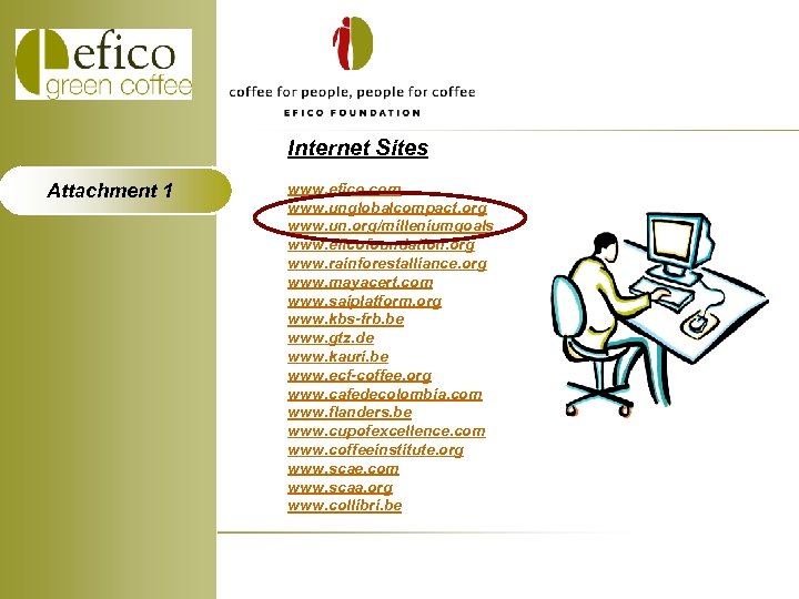 Internet Sites Attachment 1 www. efico. com www. unglobalcompact. org www. un. org/milleniumgoals www.