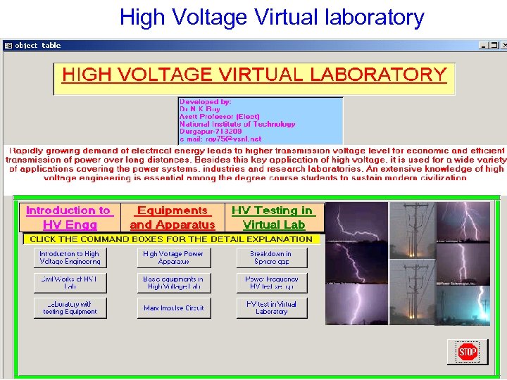 High Voltage Virtual laboratory 