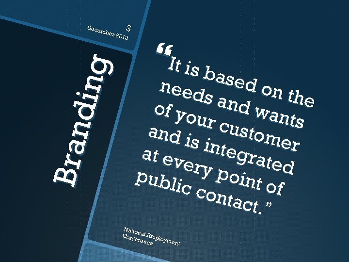 Dece mbe 3 B ran d ing r 201 2 It is b ased