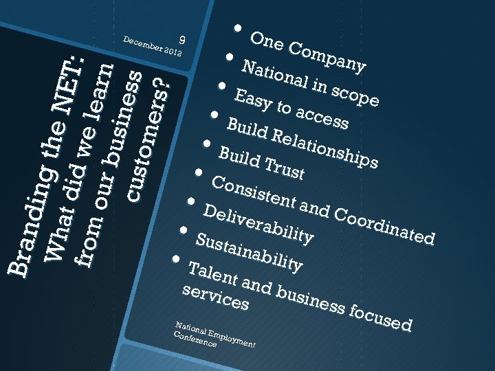 Dece mbe • One C • Natio ompany nal i n sco • Easy