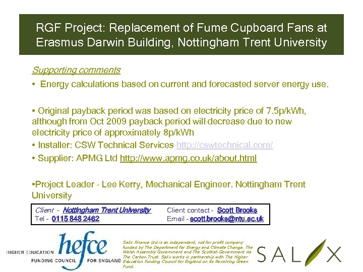 RGF Project: Replacement of Fume Cupboard Fans at Erasmus Darwin Building, Nottingham Trent University