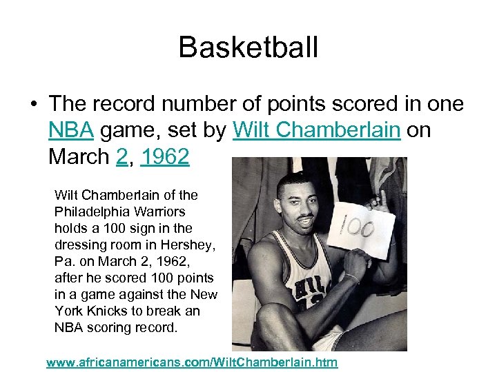 Basketball • The record number of points scored in one NBA game, set by