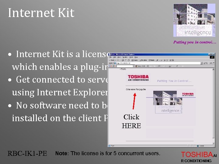 Internet Kit Putting you in control… • Internet Kit is a license which enables