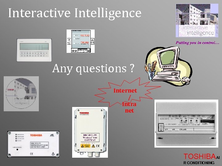 Interactive Intelligence Putting you in control… Any questions ? Internet / Intra net TOSHIBAAI