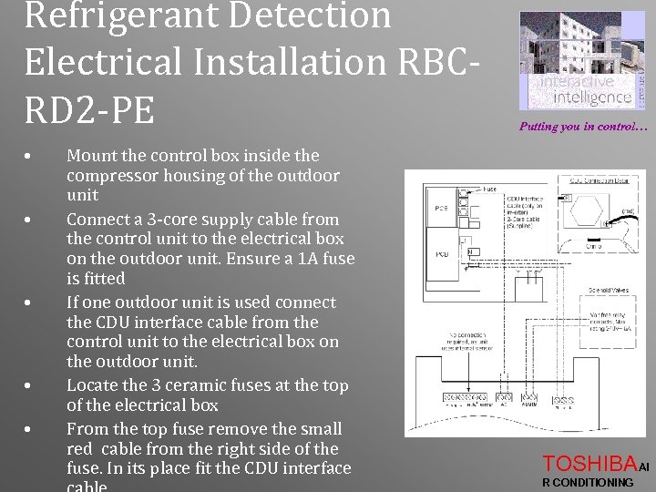 Refrigerant Detection Electrical Installation RBCRD 2 -PE • • • Mount the control box