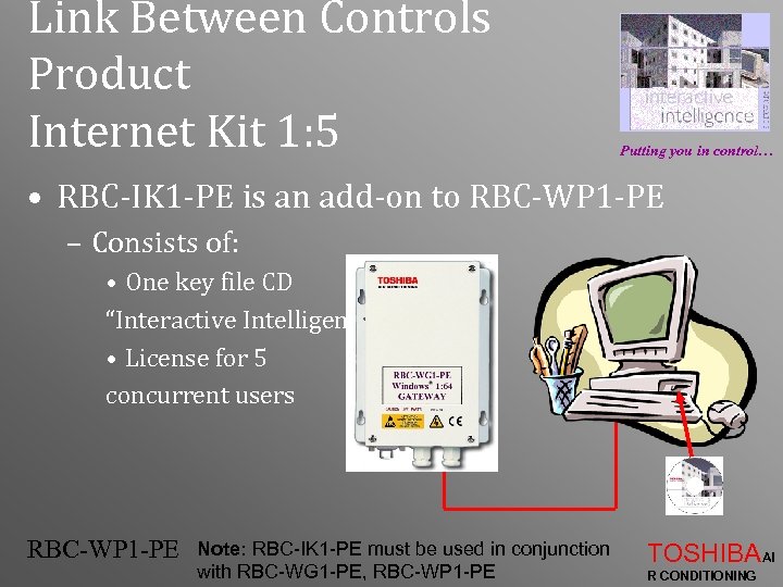 Link Between Controls Product Internet Kit 1: 5 Putting you in control… • RBC-IK