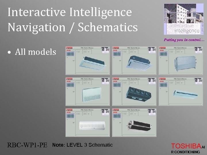 Interactive Intelligence Navigation / Schematics Putting you in control… • All models RBC-WP 1