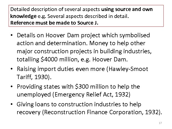 Detailed description of several aspects using source and own knowledge e. g. Several aspects