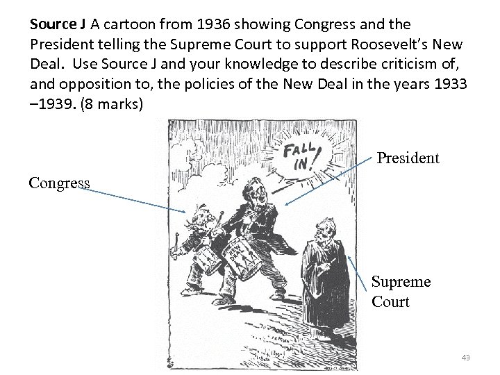 Source J A cartoon from 1936 showing Congress and the President telling the Supreme