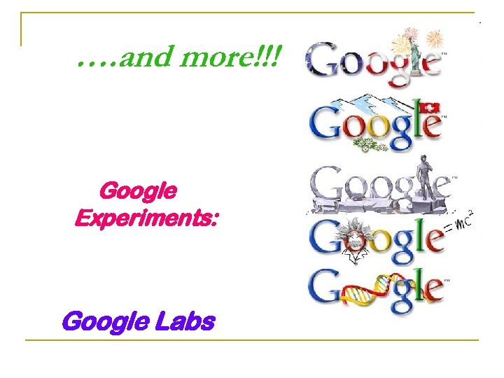 …. and more!!! Google Experiments: Google Labs 