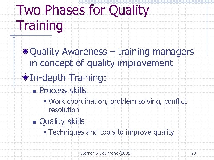 Two Phases for Quality Training Quality Awareness – training managers in concept of quality