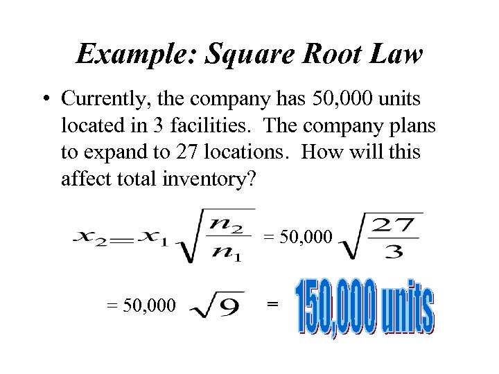 square root law of inventory management