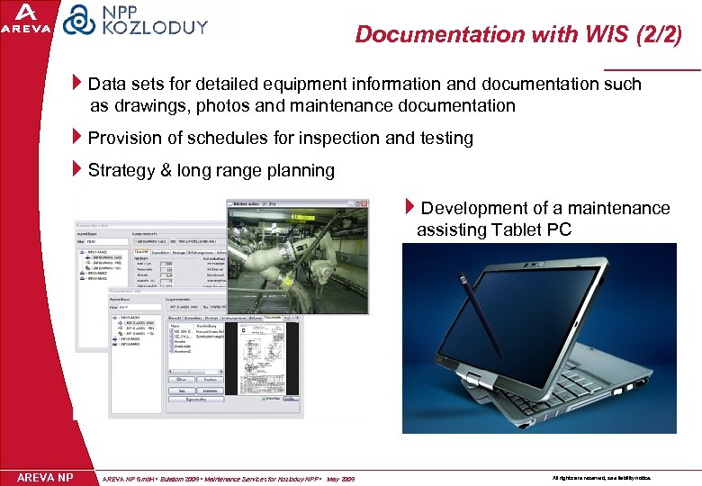 Documentation with WIS (2/2) } Data sets for detailed equipment information and documentation such