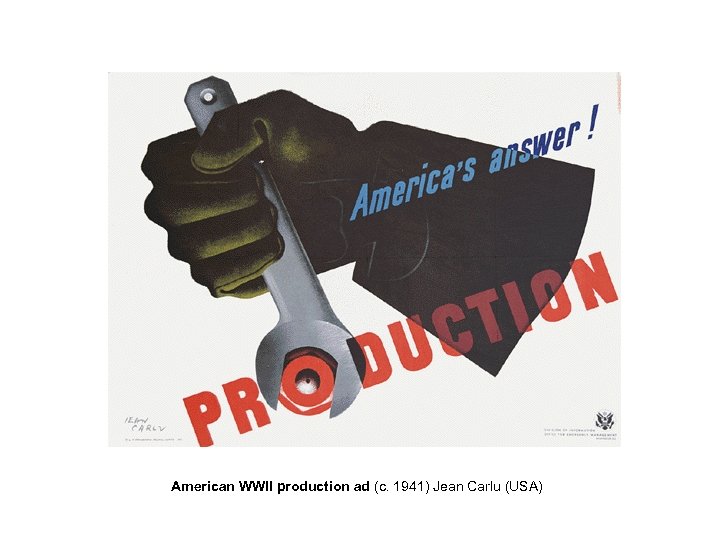 American WWII production ad (c. 1941) Jean Carlu (USA) 