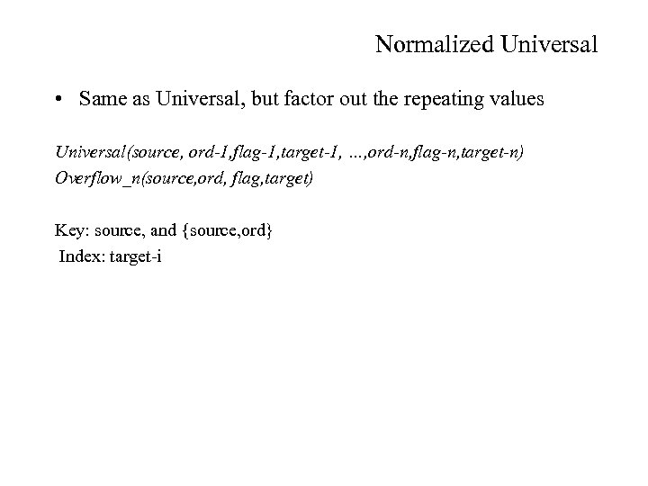 Normalized Universal • Same as Universal, but factor out the repeating values Universal(source, ord-1,