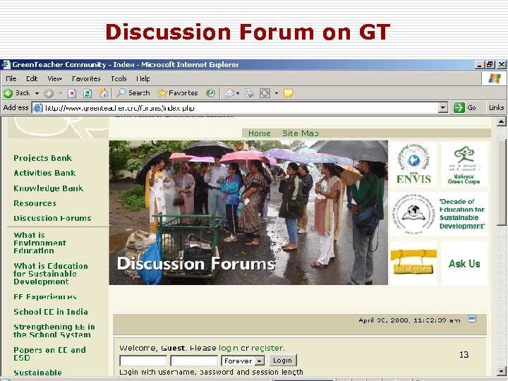 Discussion Forum on GT 13 
