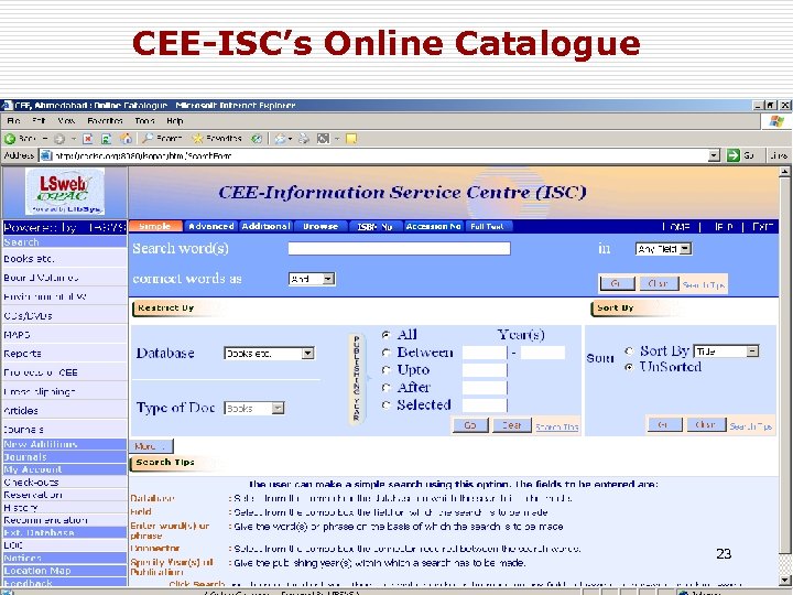 CEE-ISC’s Online Catalogue 23 