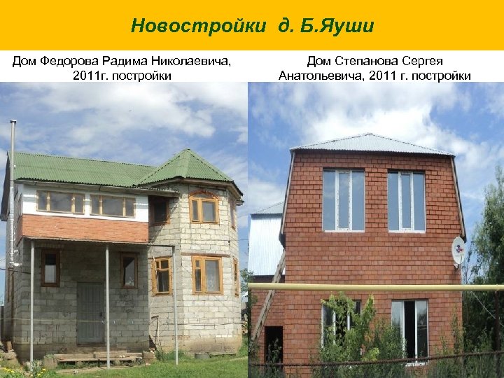 Новостройки д. Б. Яуши Дом Федорова Радима Николаевича, 2011 г. постройки Дом Степанова Сергея