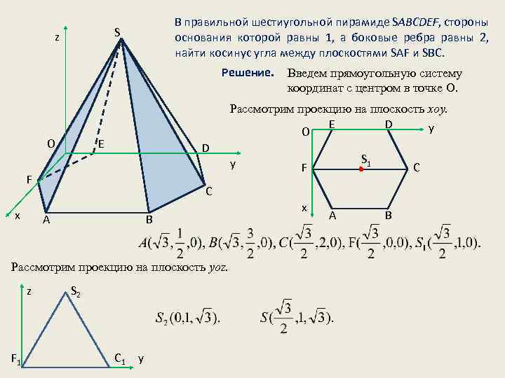 Диагональное сечение шестиугольной пирамиды
