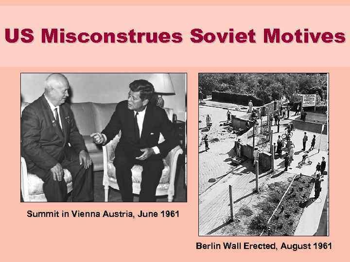 US Misconstrues Soviet Motives Summit in Vienna Austria, June 1961 Berlin Wall Erected, August